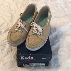 Keds canvas gold boat shoes